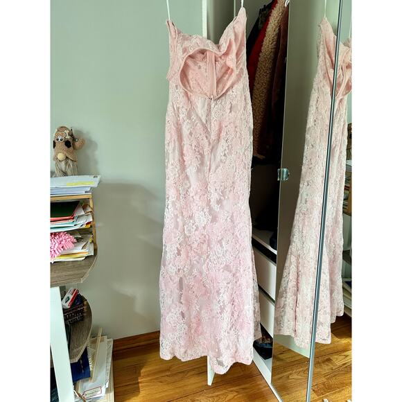 Karl Lagerfeld Paris Pink Maxi Evening Dress Floral Lace Sleeveless Pink Size 6 - Picture 1 of 12